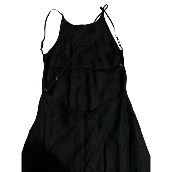 NWT VRG GRL Opal Linen Maxi Dress Womens 10 Black Open Back Strappy Asymmetrical - Picture 8 of 8